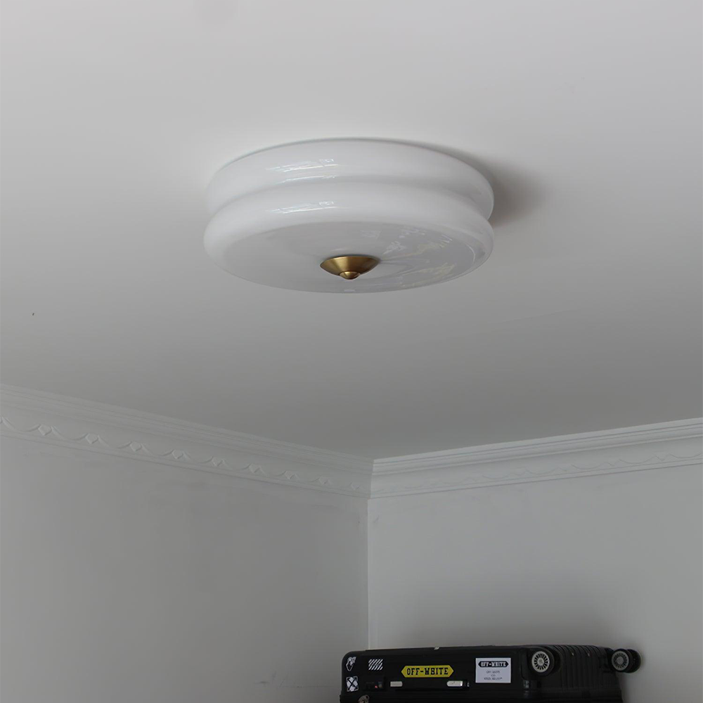 Flush Mount LED Fixture with Adjustable Color Temperature Glass Shade 13 in Diameter for Bedroom Living Room Dining Room Modern Art Deco Sty