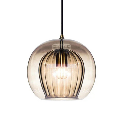 Clear Glass Globe Drop Light E14 Socket for Kitchen Counter and Eat-In Nook Overhead Fixture Contemporary Low-Profile Ceiling Accent