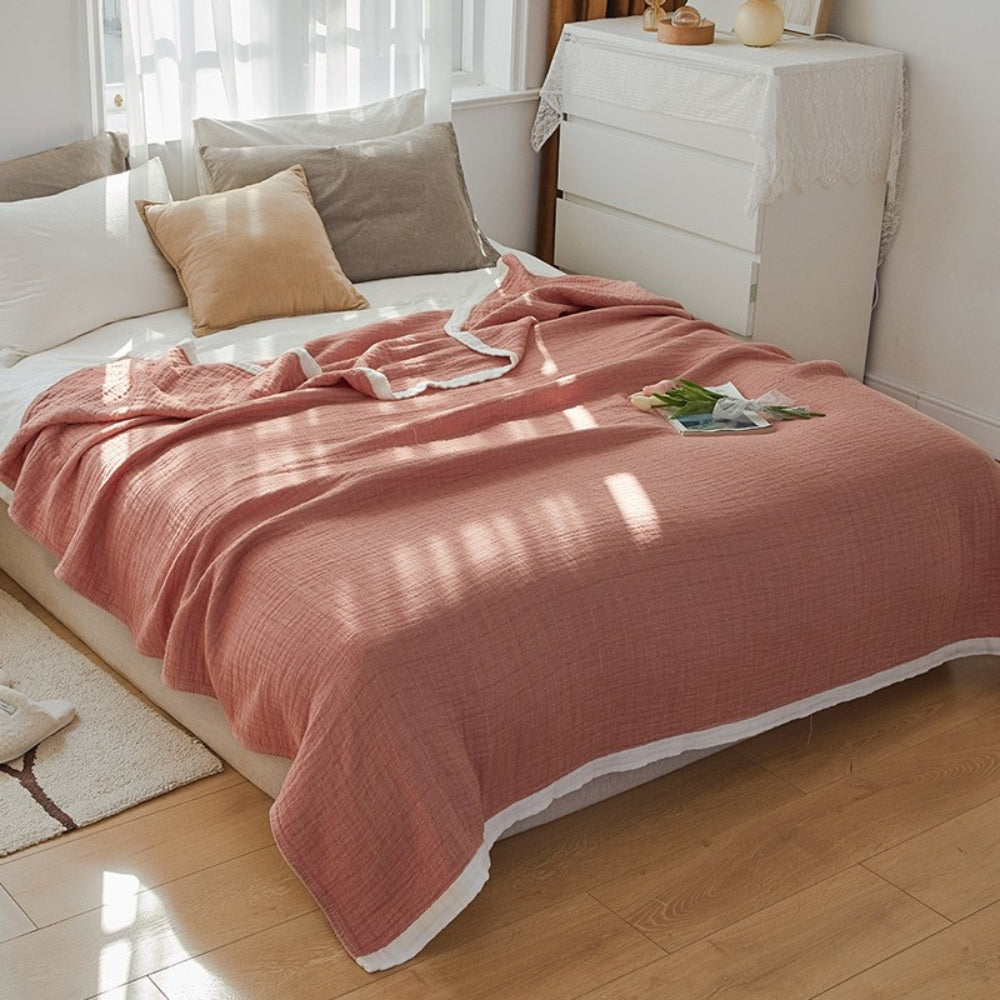 6-Layer Muslin Cotton Blanket Breathable Soft Throw Full Queen King Size for Bed Couch All-Season Lightweight Bedspread Adults Kids
