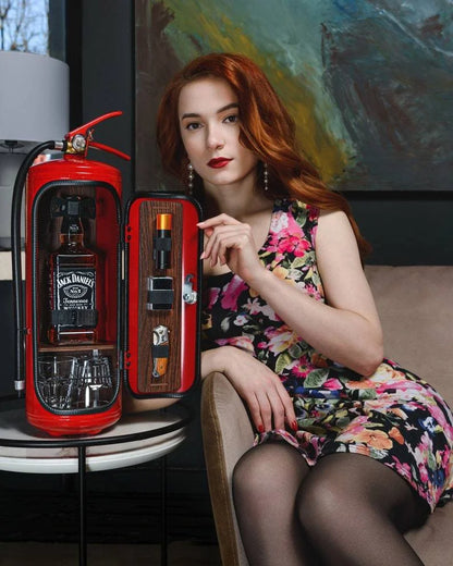 Hidden Fire Extinguisher Liquor Cabinet Decoy Safe for Bottle Storage Home Bar Man Cave Office Conversation Piece Metal Disguise