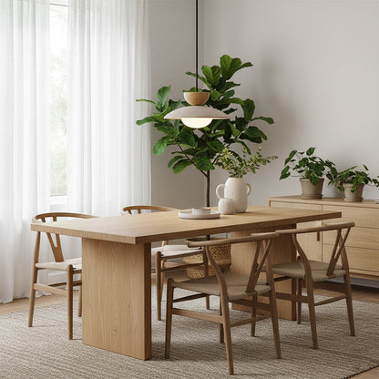 Travertine Glass Hanging Light Fixture with Wood Accent for Kitchen Island Dining Room Overhead Suspension Lamp Adjustable Cord Ceiling Moun