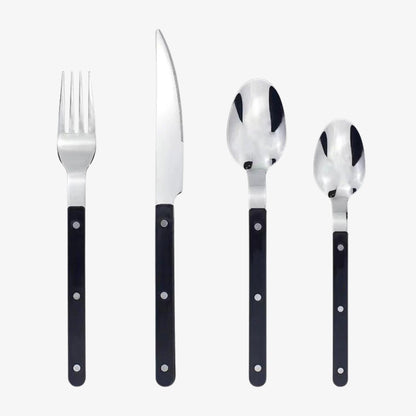 Flatware Set for 6 – Riveted Handle Silverware Service with Knife Fork Spoon – Slim Bistro Stainless Steel Dining Utensils for Everyday