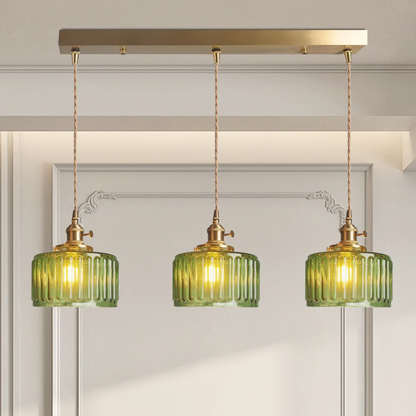 Adjustable Drop Ceiling Light with Textured Glass Shade E27 Socket for Kitchen Island Dining Room Counter Breakfast Bar Scandinavian Modern