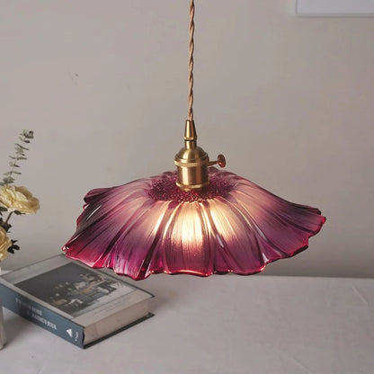 Fluted Glass Hanging Light 11-Inch Shade Burgundy Adjustable Drop Cord E27 Socket for Kitchen Island Dining Area Hallway Above Table Counter