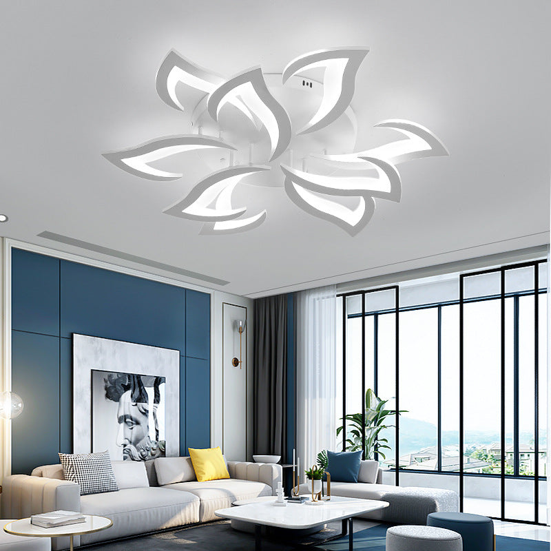 LED Flush Mount Light Fixture with Floral Layered Design for Bedroom, Entryway & Living Spaces | 22 in Black Metal Modern Low Profile Ambien