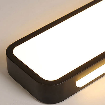 Low-Profile LED Flush Mount Ceiling Light 19 in Black White Acrylic for Bedroom Hallway Living Room Modern Hardwired Fixture