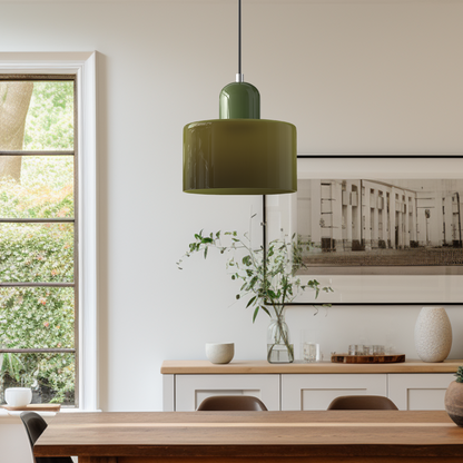 Glass Pendant Light Fixture with Adjustable Cord for Kitchen Island, Dining Room, and Living Room
