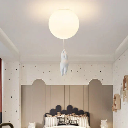 Kids Bear Balloon Ceiling Light Fixture - Whimsical Pendant Lamp for Nursery Bedroom Playroom