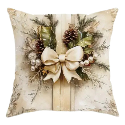 Holiday Throw Pillow Covers Set | Festive Velvet Decorative Cases with Santa, Reindeer & Tree Designs | 18x18 Inch Soft Zippered Cushion