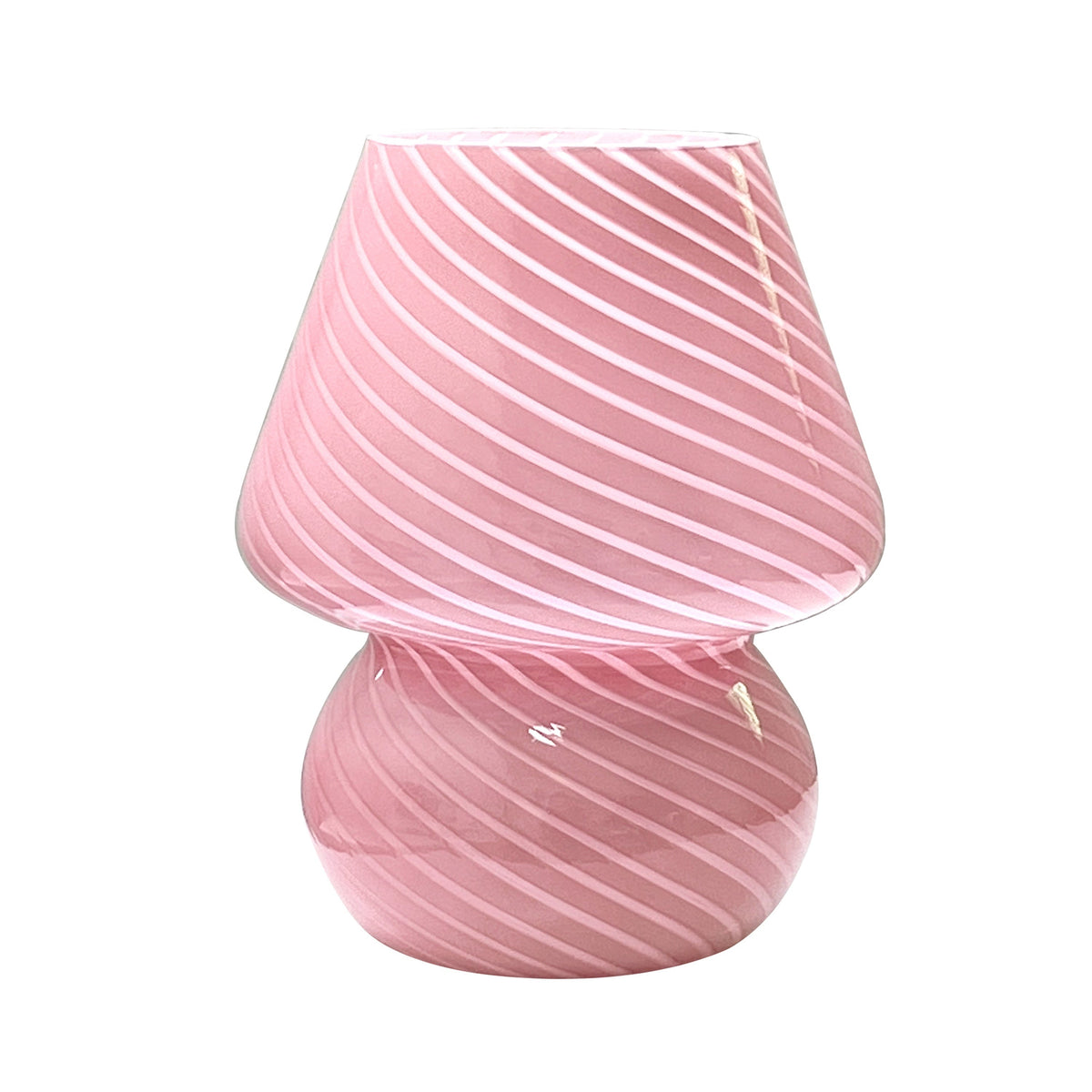 Hand-Blown Glass Mushroom Table Lamp USB Dimmable LED Bedside Light Retro Swirl Accent Lighting for Bedroom Living Room Desk