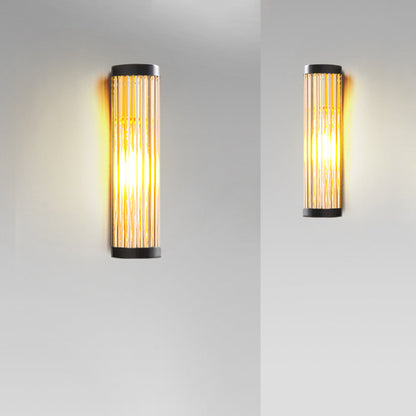 Outdoor Half-Cylinder Wall Sconce with Clear Glass Shade – Metal Construction for Patio & Entryway Lighting