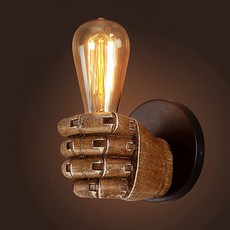 Sculptural Fist Wall Sconce – Resin Hand-Shaped Fixture with E26 Socket for Bedroom, Hallway, Restaurant – Industrial Décor Statement Piece
