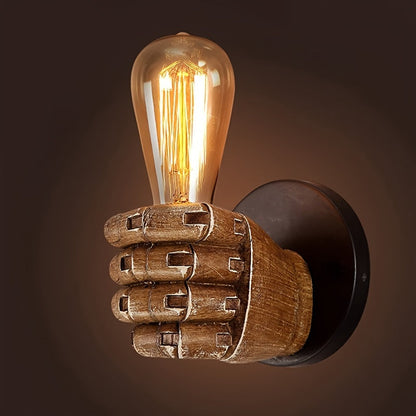 Sculptural Fist Wall Sconce – Resin Hand-Shaped Fixture with E26 Socket for Bedroom, Hallway, Restaurant – Industrial Décor Statement Piece