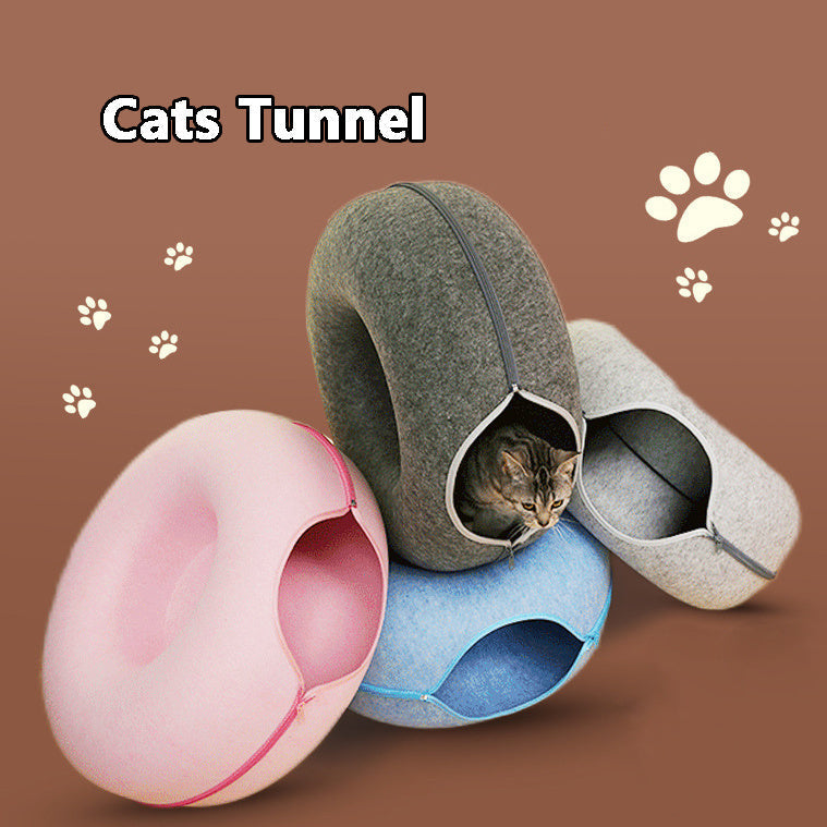 Feline Haven | Cat Bed Tunnel Nest with Removable Cover | Versatile Design for Play and Rest