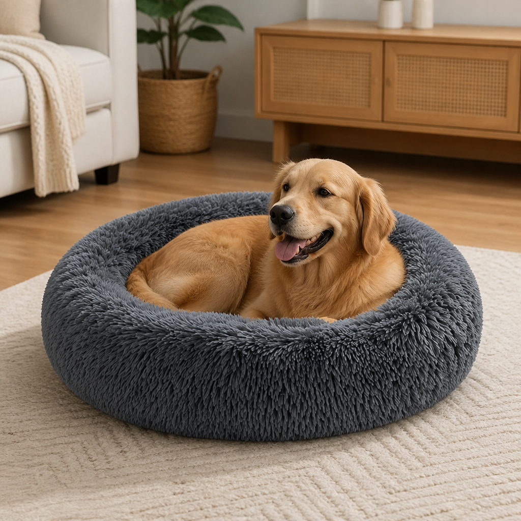 Ortekor Calming Plush Donut Dog Bed