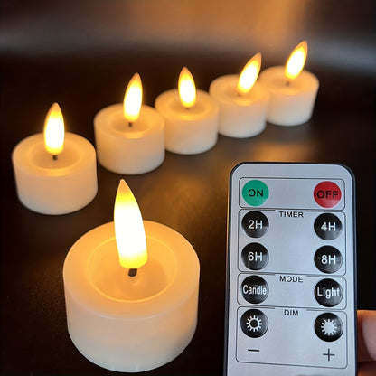Flickering LED Flameless Tea Lights with Remote Control & Auto-Off Timer for Home Decor