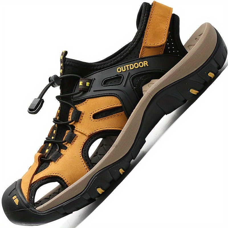 Men's Closed-Toe Sport Sandals with Elastic Strap – Breathable Rubber Sole Outdoor Footwear for Hiking & Summer