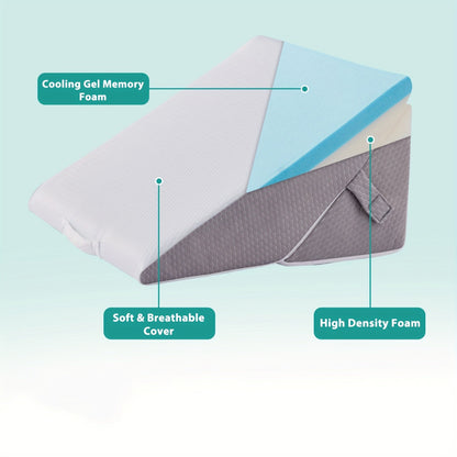 Adjustable Wedge Pillow for Bed – Elevating Support for Back, Legs & Knees with Memory Foam