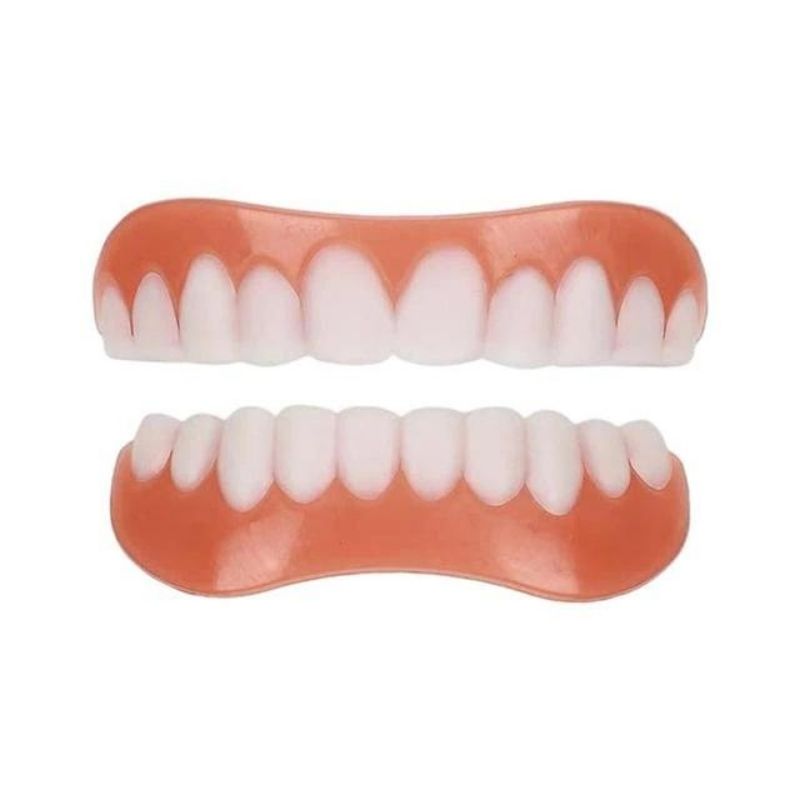 Temporary Cosmetic Teeth Veneers – Instant Smile Covers for Upper & Lower Teeth – Food-Safe Silicone Snap-On Denture Overlay for