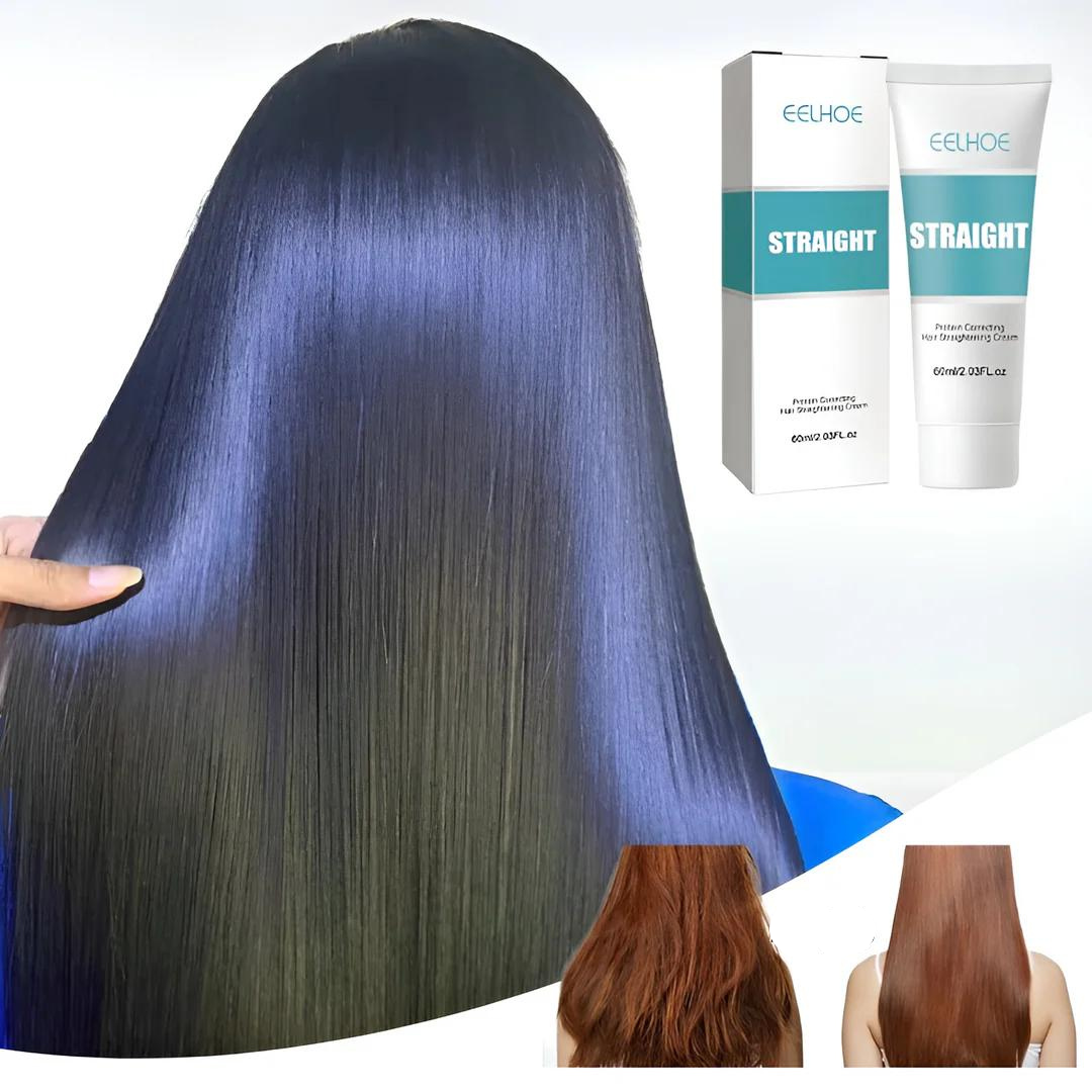 Keratin Treatment Cream for Hair Smoothing – Straightens Frizzy Curly Hair at Home – Salon Results for Women & Men – Deep Repair & Shine