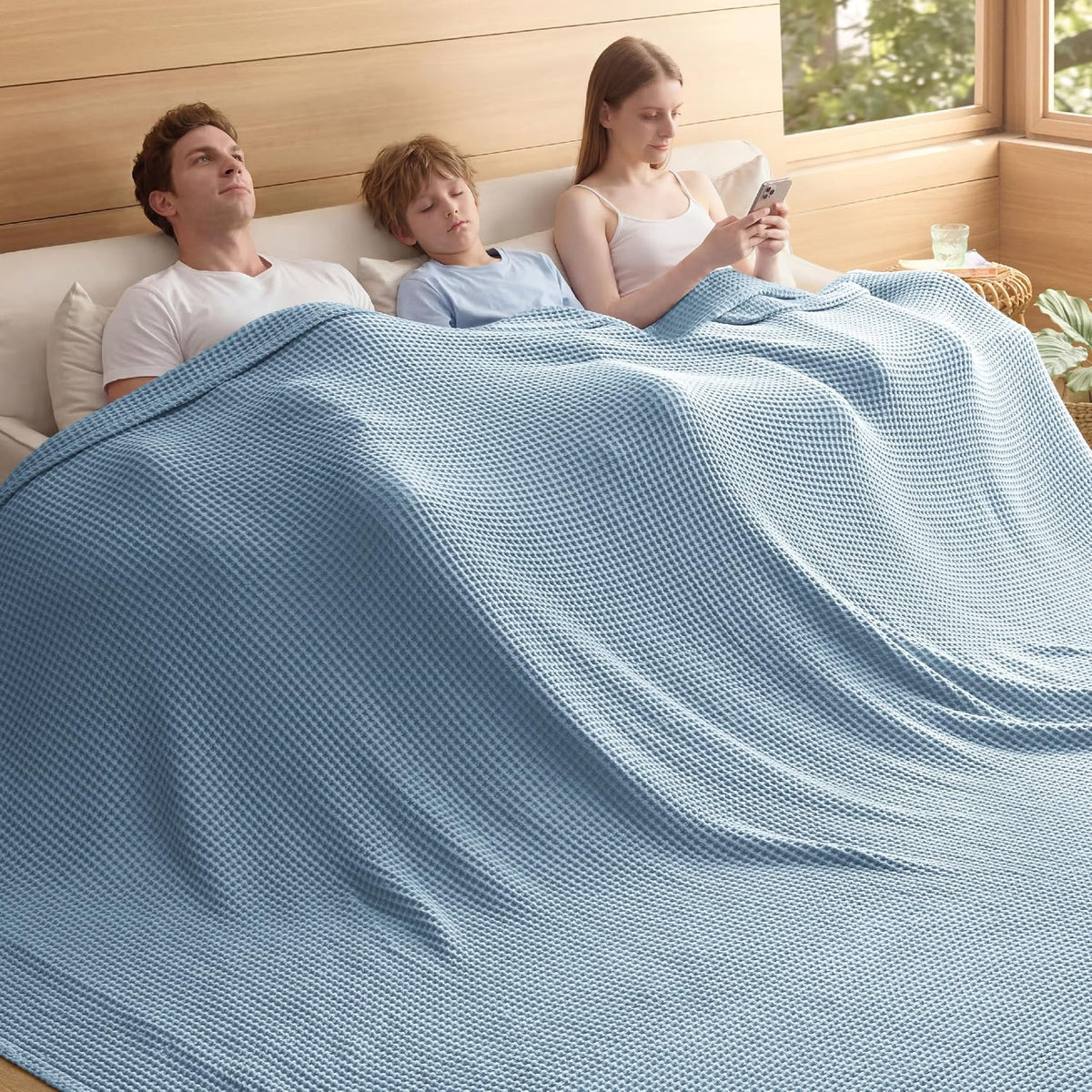 Ortekor Cozy Comfort | %100 Cotton Blanket with Waffle Weave Design | Lightweight & Breathable for Year-Round Use
