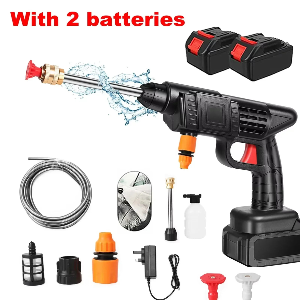 Cordless Pressure Washer Portable Battery-Powered High-Pressure Sprayer for Cars Patios Driveways