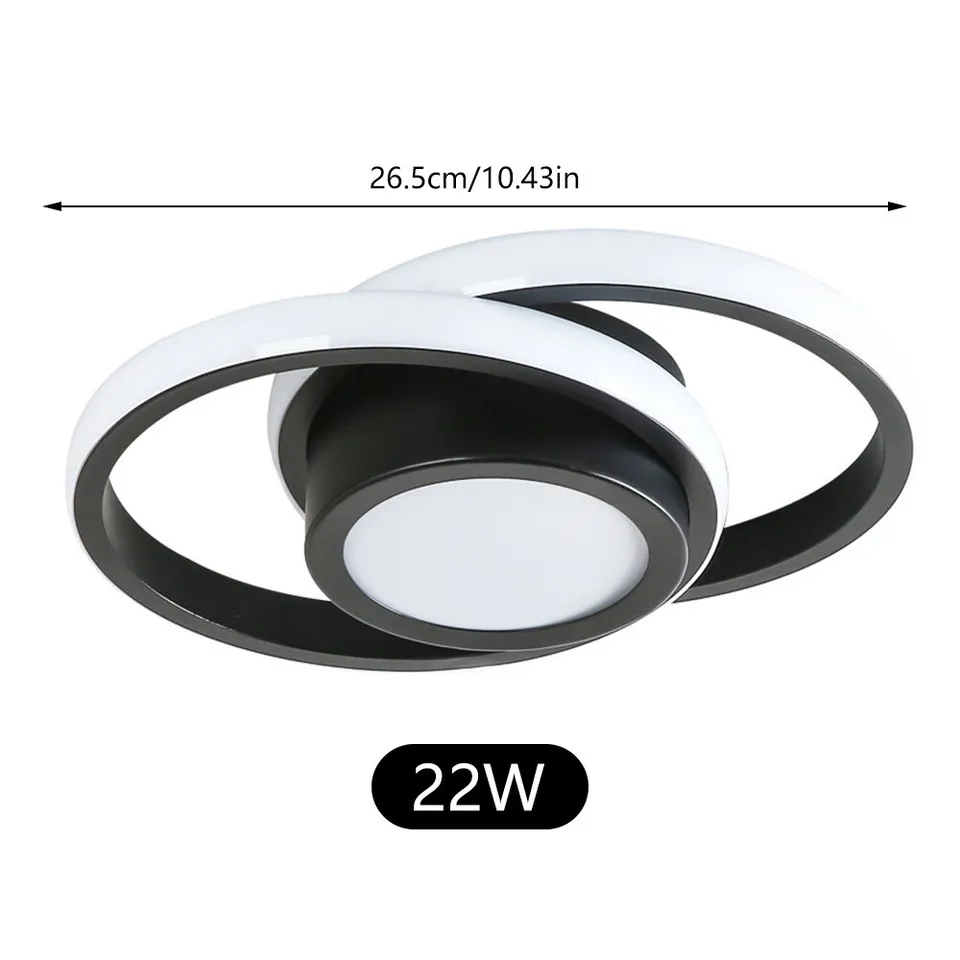 Dual-Loop LED Flush Mount Light Fixture Black Warm Glow for Entryways Contemporary Rooms Apartment Ceilings Low-Profile