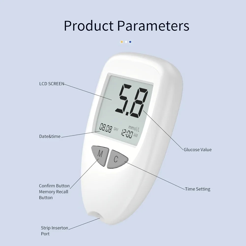 Blood Glucose Monitor Kit with 50 Test Strips & Lancets | Blood Sugar Test Kit, Accurate, Portable Device for Easy Home Testing, blood sugar level test kit