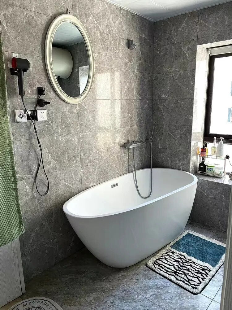Non-Slip Bathroom Rug 20x32 Inch Multicolor Abstract Polyester Acrylic Shower Mat for Bath Tub Toilet Area Machine Washable Floor Covering M