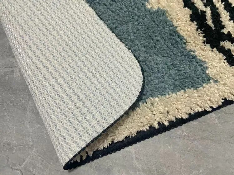 Non-Slip Bathroom Rug 20x32 Inch Multicolor Abstract Polyester Acrylic Shower Mat for Bath Tub Toilet Area Machine Washable Floor Covering M