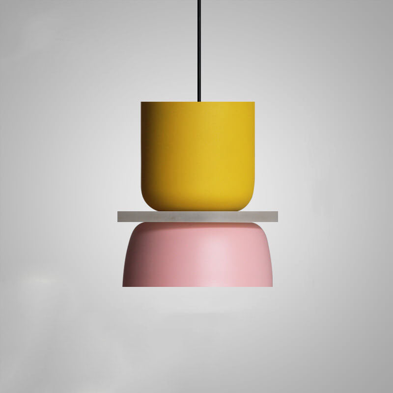 Single-Bulb Metal Hanging Fixture with Adjustable Cord in Vibrant Two-Tone Hues for Kitchen Island Dining Room Bedroom