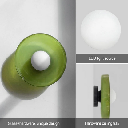 Glass Globe Flush Mount Light Fixture 8 in Amber Glow for Bedroom Wall Ceiling Modern Home Decor Sconce Versatile Installation