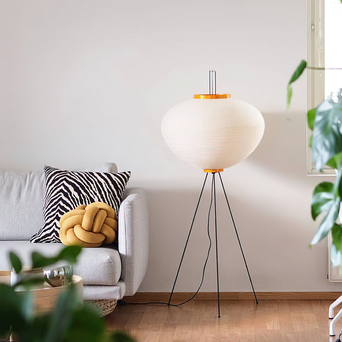 Japanese-Inspired Paper Floor Lamp White Mulberry Shade Tall Standing Light for Living Room Bedroom Reading Nook Sculptural Accent