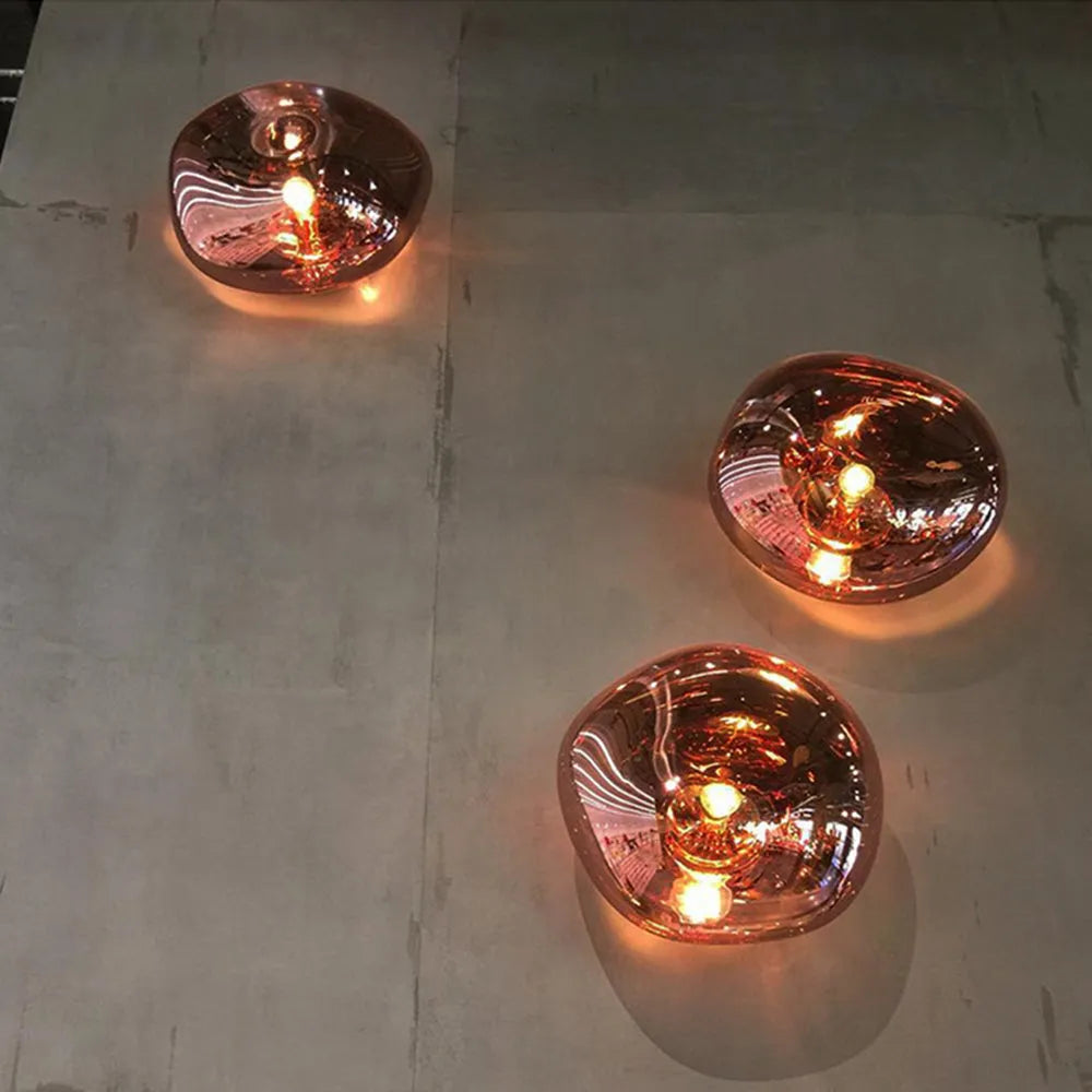 Sculptural Sconce with Handcrafted Amber Shade & E27 Socket for Bedrooms, Living Rooms, Hallways | Modern Artistic Accent Light