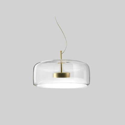 Glass Dome Overhead Light for Dining Tables 10-Inch with Brass Hardware Adjustable Drop Kitchen Island Suspended Fixture Clear See-Through S