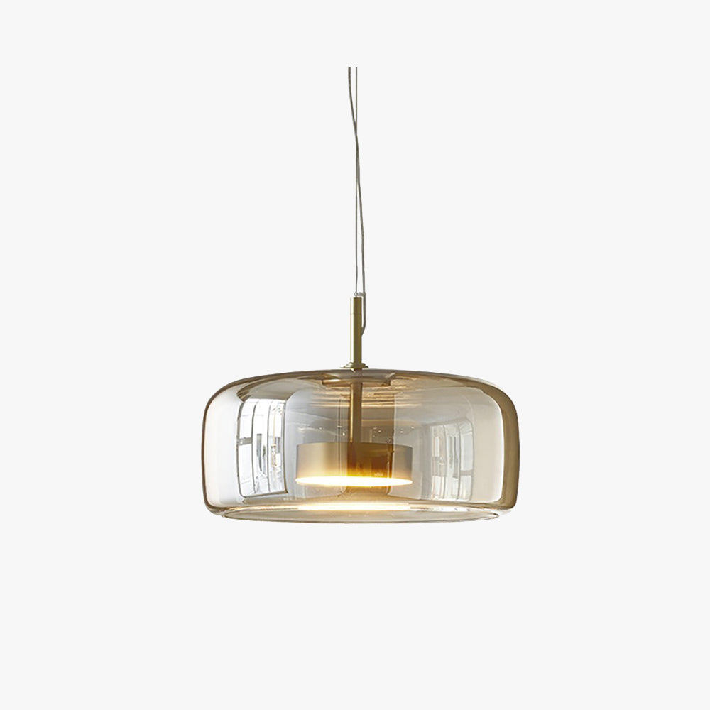 Glass Dome Overhead Light for Dining Tables 10-Inch with Brass Hardware Adjustable Drop Kitchen Island Suspended Fixture Clear See-Through S