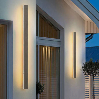 Outdoor Linear LED Wall Light 78 in Black Weatherproof Fixture for Facade Garden Patio Hallway Pathway Entrance IP65 Architectural Slim Prof