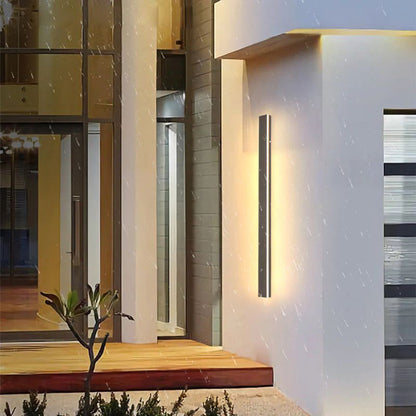 Outdoor Linear LED Wall Light 78 in Black Weatherproof Fixture for Facade Garden Patio Hallway Pathway Entrance IP65 Architectural Slim Prof