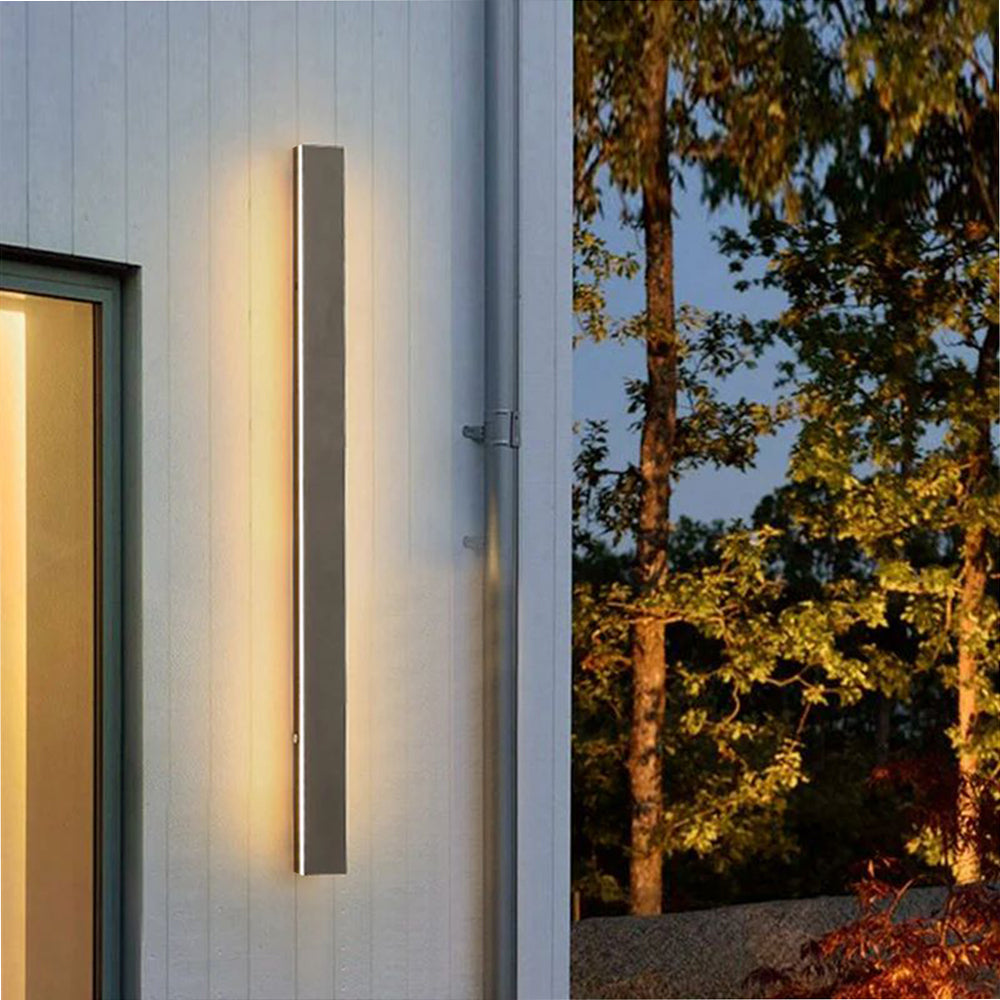 Outdoor Linear LED Wall Light 78 in Black Weatherproof Fixture for Facade Garden Patio Hallway Pathway Entrance IP65 Architectural Slim Prof