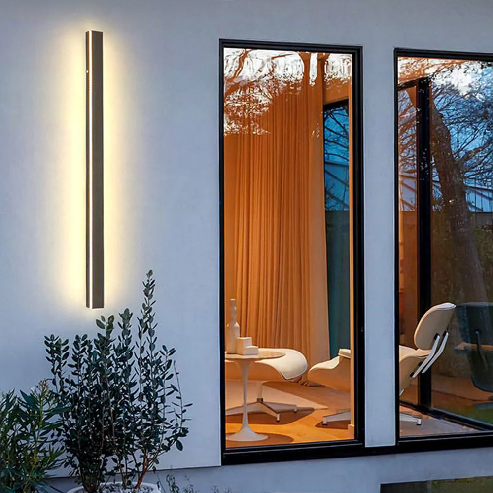 Outdoor Linear LED Wall Light 78 in Black Weatherproof Fixture for Facade Garden Patio Hallway Pathway Entrance IP65 Architectural Slim Prof