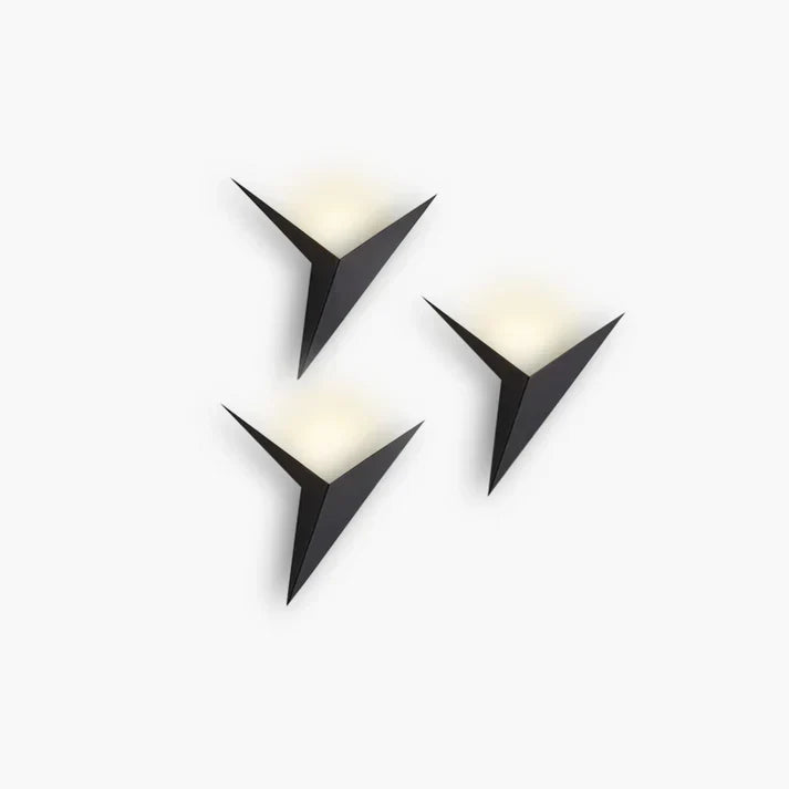 Iron Sconce Light 7.9 in Diameter Black Geometric Origami Shape 3000K Warm LED for Bedroom Hallway Living Spaces Modern Minimalist Indirect