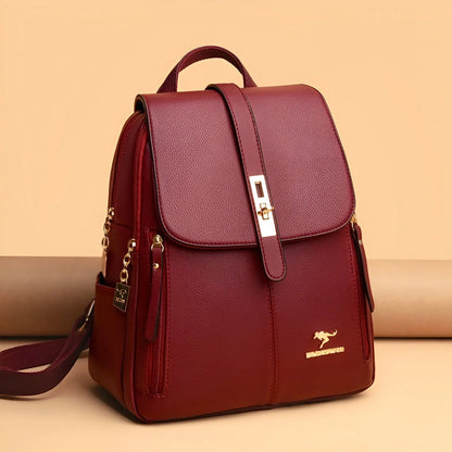 Convertible Leather Backpack Purse for Women — Multi-Pocket Daypack with Adjustable Straps for Travel, Work & Daily Essentials