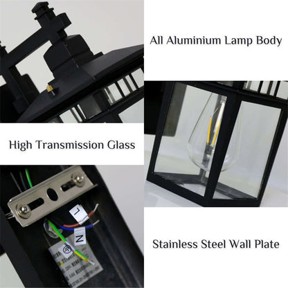 Outdoor Sconce Lantern E27 Socket Cast Metal Housing 15 in Height Weather Resistant Fixture for Entryway Porch Patio Garden Pathway Lighting