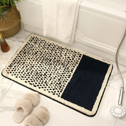 Non-Slip Bathroom Rug 20x32 Inch Multicolor Abstract Polyester Acrylic Shower Mat for Bath Tub Toilet Area Machine Washable Floor Covering M