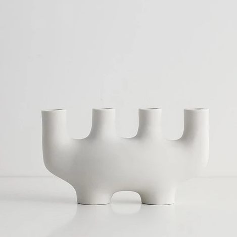 Abstract Ceramic Candle Holders – Modern Minimalist Design in Matte White – Stylish Candle Stick Holder for Home Decor