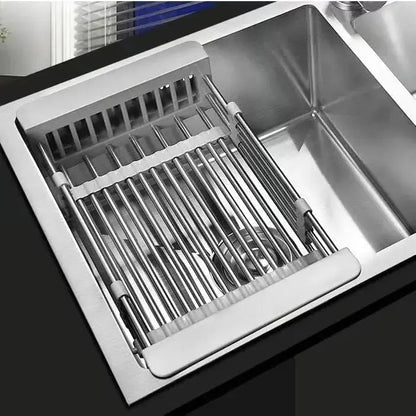 Over-Sink Dish Drying Rack Expandable Stainless Steel for Kitchen Counter Space Saving Drainer Basket
