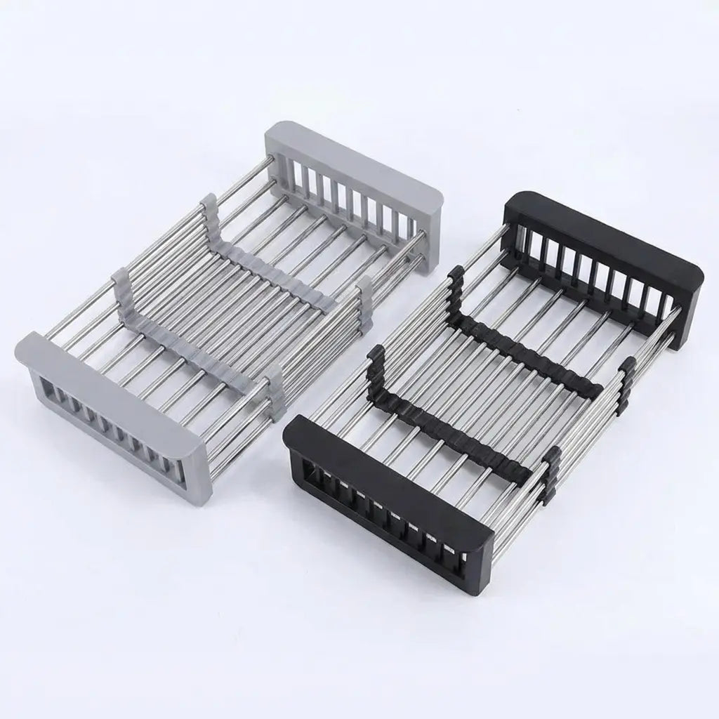 Over-Sink Dish Drying Rack Expandable Stainless Steel for Kitchen Counter Space Saving Drainer Basket