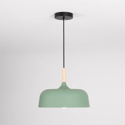 Hanging Ceiling Lamp Adjustable Wood Metal Dome Shade 12.6 Inch for Kitchen Island Dining Room Table Modern Minimalist Scandinavian Style