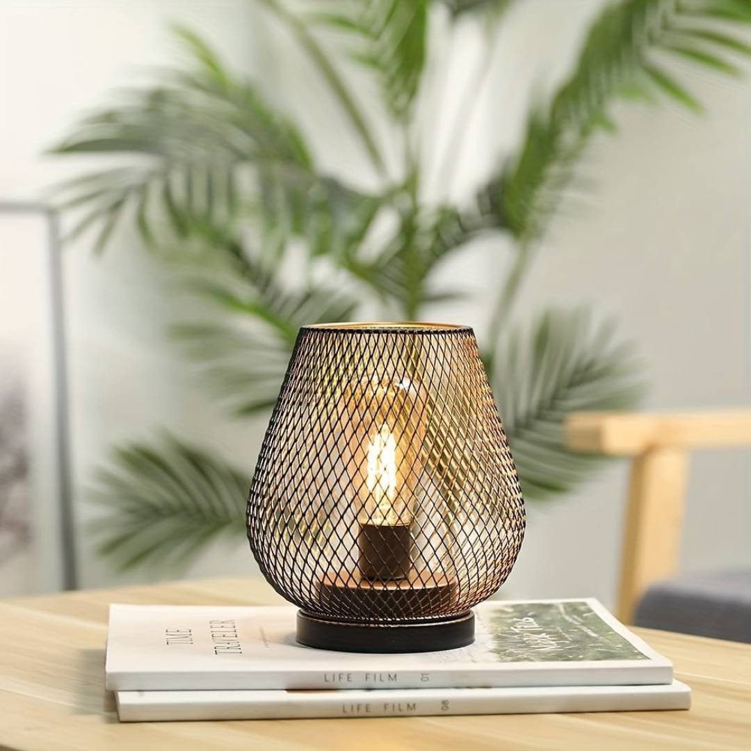 Battery-Operated Metal Lantern with Warm LED Light for Indoor and Outdoor Use | Vintage Matte Black Cordless Lamp