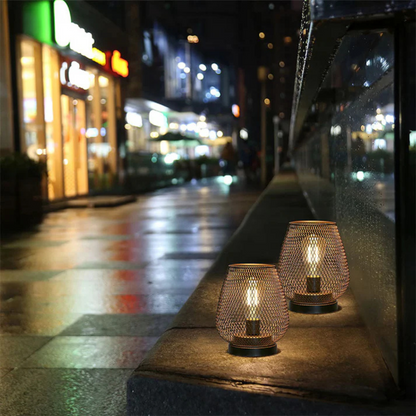 Battery-Operated Metal Lantern with Warm LED Light for Indoor and Outdoor Use | Vintage Matte Black Cordless Lamp